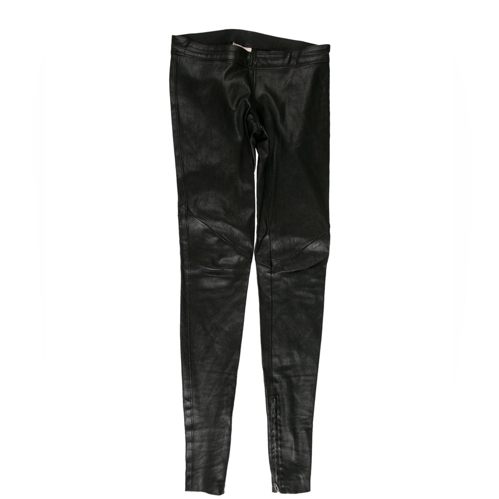 Mason by Michelle Mason Black Leather Pants 0